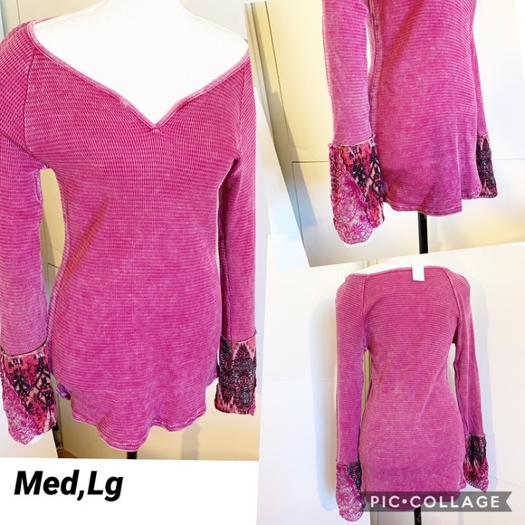 New American Able Raspberry lace fabric thermal LS - Picture 2 of 7